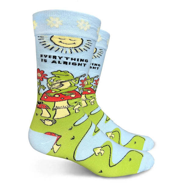 everything is alright mens crew socks by groovy things co available at hey tiger louisville