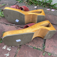 Vintage 90s flower child cut out wood platform chunky sole wedges // size 8 // boho hippie 60s 70s style // hey tiger louisville kentucky