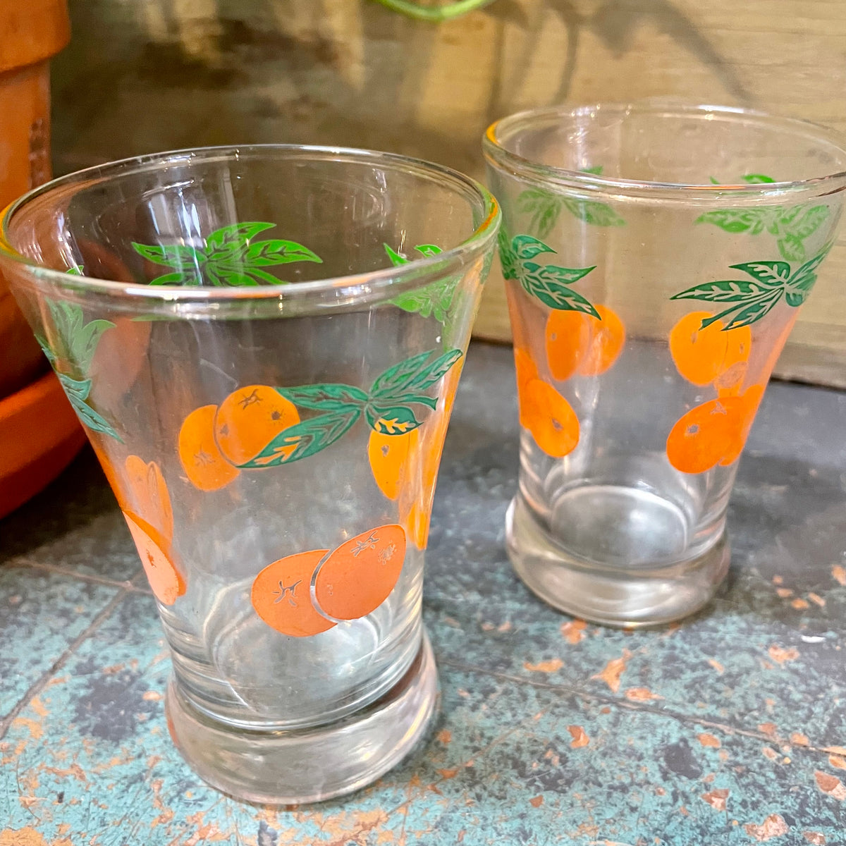 1980s orange slice drinking glasses Vintage Retro Orange Juice Glasses – Hey Tiger