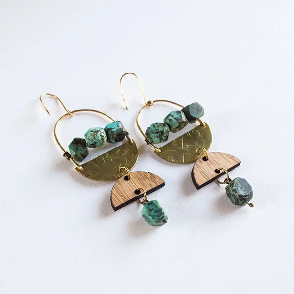mixed materials arch earrings from lost and found available at hey tiger louisville
