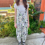 green bubble floral jumpsuit