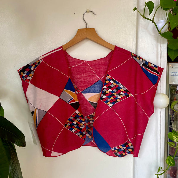 Vintage 70s 80s geometric colorful shrug // small medium // available at hey tiger Louisville 