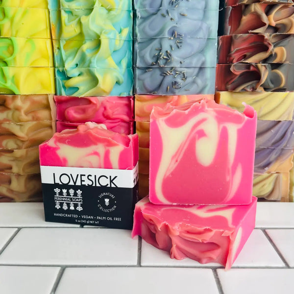 lovesick bar soap by perennial soaps available at hey tiger Louisville