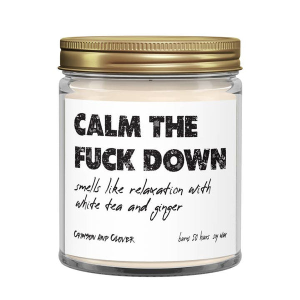 Calm down candle by crimson and clover available at hey tiger Louisville 