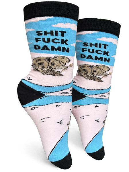 shit fuck damn beaver womens crew socks // hey tiger louisville