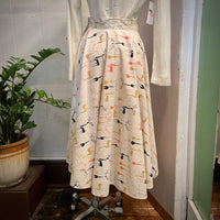 Vintage 50s 60s high waisted mid century deer print midi skirt  (HT23130)