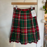 Vintage 60s Bobbie Brooks pleated plaid skirt with fringe detail // XXS XS (HT2428)