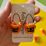 Trick or Treat Jack-o'-lantern Pail Earrings by Hello Stranger