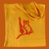 Cat plays violin tote bag by RX letterpress available at hey tiger Louisville Ky 