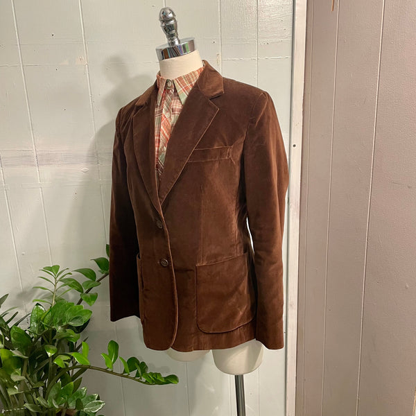 Vintage 70s 80s Wheel brown velvet blazer jacket // size 12 small medium // available at hey tiger louisville 
