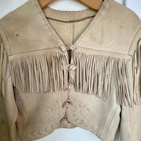 Vintage distressed deerskin cropped fringe jacket (HT2407)