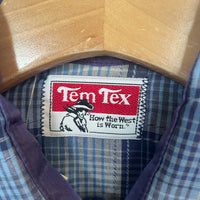 Vintage 70s / 80s Tem Tex Plaid Pearl Snap Blouse //  (HT2419)