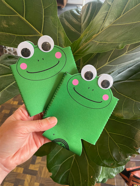 Frog Googly eye koozie by a shop of things available at hey tiger Louisville 