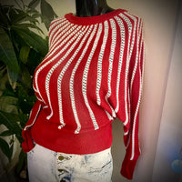 Vintage 70s 80s Sultra striped knit Pullover Sweater // OSFM // (ht2408
