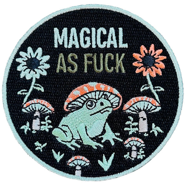 magical as fuck frog toadstool patch by groovy things co available at hey tiger louisville