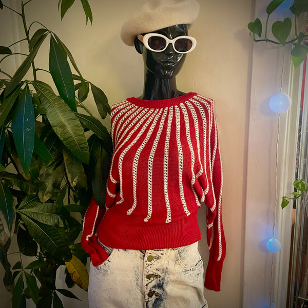 Vintage 70s 80s Sultra striped knit Pullover Sweater // OSFM // available at hey tiger Louisville 