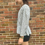 80s Blue Polka dot peplum top