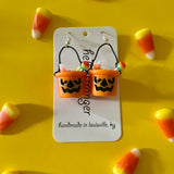 Trick or Treat Jack-o'-lantern Pail Earrings by Hello Stranger