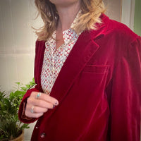 Vintage 70s 80s Sear Roebuck & Co The Fashion Place velvet blazer jacket // size 14 (HT23128)
