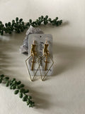 Victorian geometric dagger earrings by hello stranger available at hey tiger Louisville 