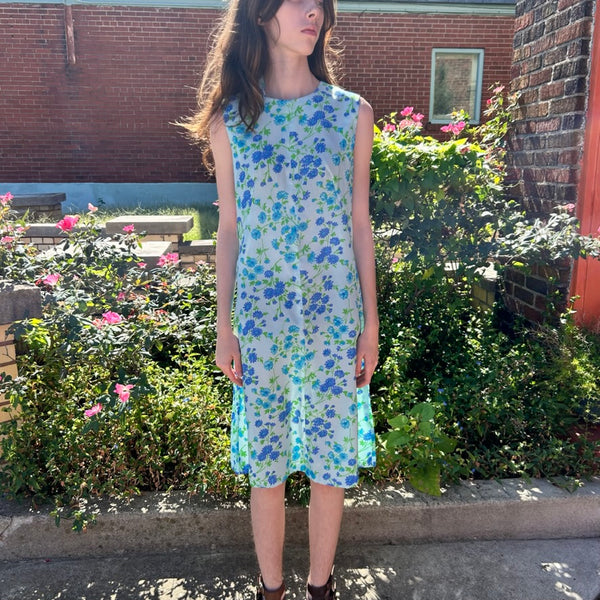 50s/60s blue floral shift dress