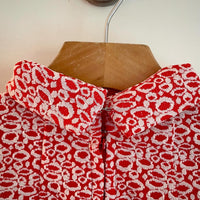 Vintage handmade retro Geometric pattern short sleeve mock neck dress / Size Small (HT2404)