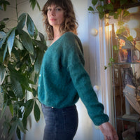 Vintage 1980s/90s Italian Mohair Wool Cardigan Sweater  (HT2431)