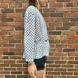 80s Blue Polka dot peplum top