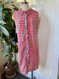 Vintage 1960s 70s checkered Plaid House Dress // Size Large (HT23104)