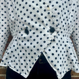 80s Blue Polka dot peplum top