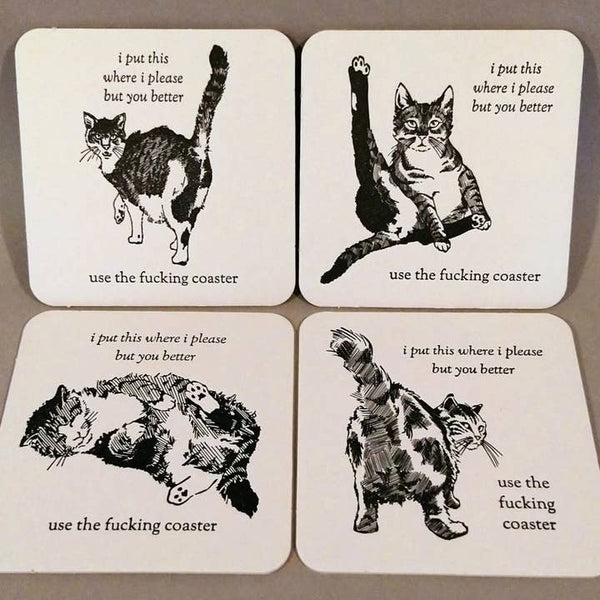 Cat Butt Coasters by RX letterpress available at hey tiger in Louisville, Ky