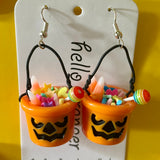 Trick or Treat Jack-o'-lantern Pail Earrings by Hello Stranger