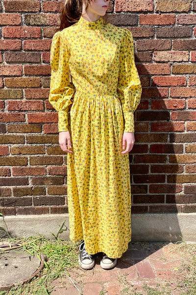 1970s Calico Floral maxi dress