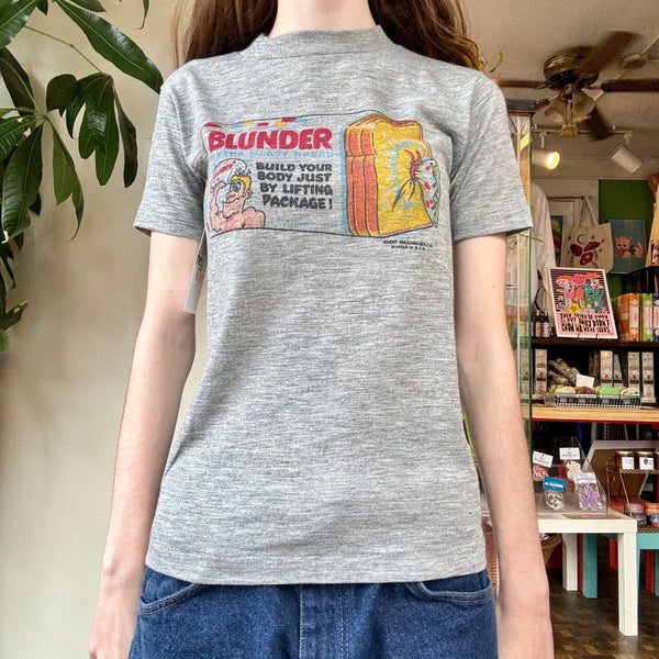 1970s gray wacky packages blunder bread tee