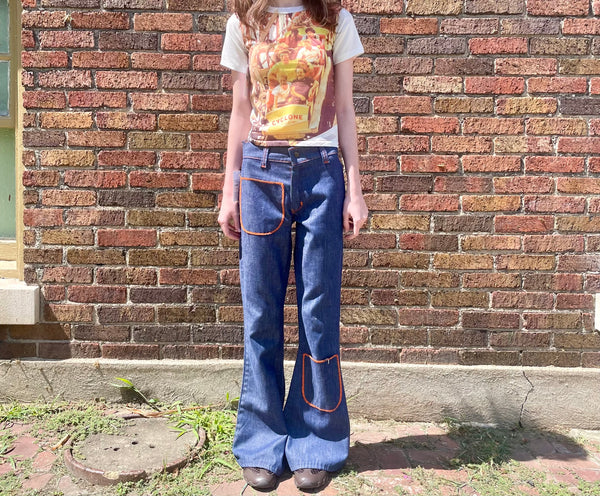 70’s Bell Bottoms with Orange Contrast stitching