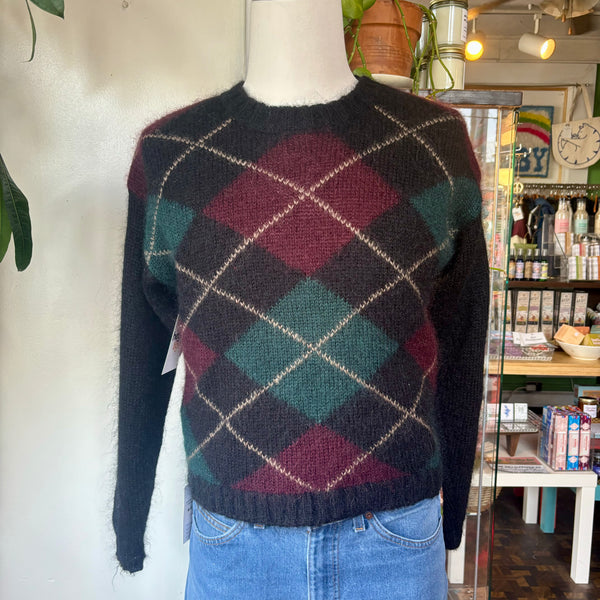 90s Paul Harris designs mohair blend argyle sweater