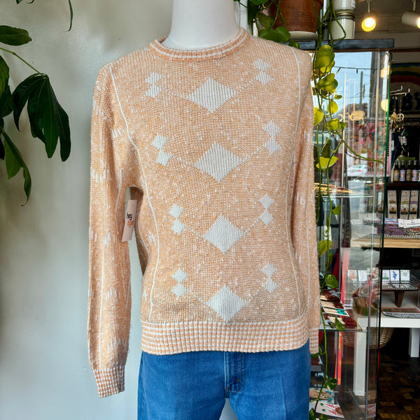 80s marled knit argyle sweater