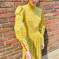 1970s Calico Floral maxi dress