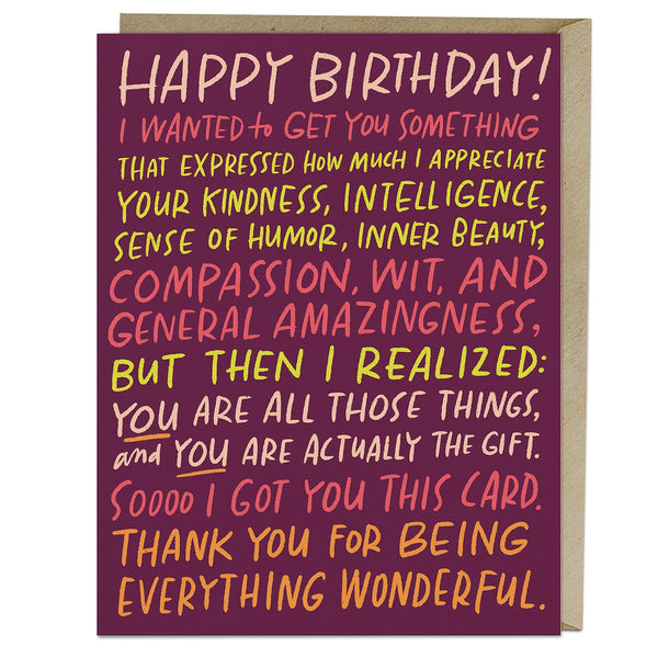 Everything wonderful birthday card by Kari Chapin and Emily McDowell available at hey tiger Louisville 