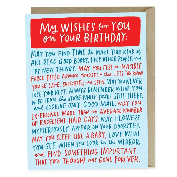 Birthday Wishes notecard by Emily McDowell available at hey tiger Louisville 