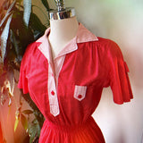 Vintage 70s 80s polka dot colorblock dress // Sz 9 (HT2406)