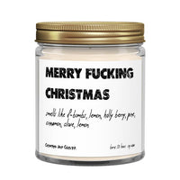 Merry F@cking Christmas Candle by crimson clover available at hey tiger Louisville Ky 