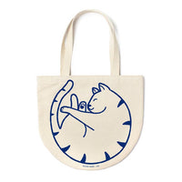 Curled cat tote bag by seltzer goods available at hey tiger Louisville Ky 