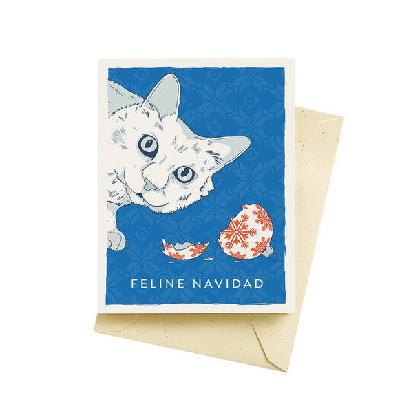 Feline Navidad Holiday Card by seltzer goods available at hey tiger Louisville Ky 