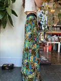 Vintage 60s 70s psychedelic print Quilted button front maxi skirt // 24" waist  (HT2391)