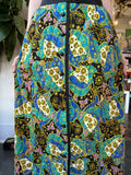 Vintage 60s 70s psychedelic print Quilted button front maxi skirt // 24" waist  (HT2391)