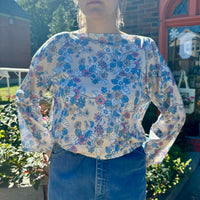 70s Reworked poly floral crop top