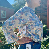 70s Reworked poly floral crop top