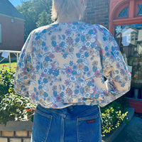 70s Reworked poly floral crop top