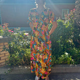 60s psychedelic maxi dress w/flutter sleeves